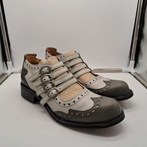 John Fluevog Alli Blue/Grey size 7 US wingtips